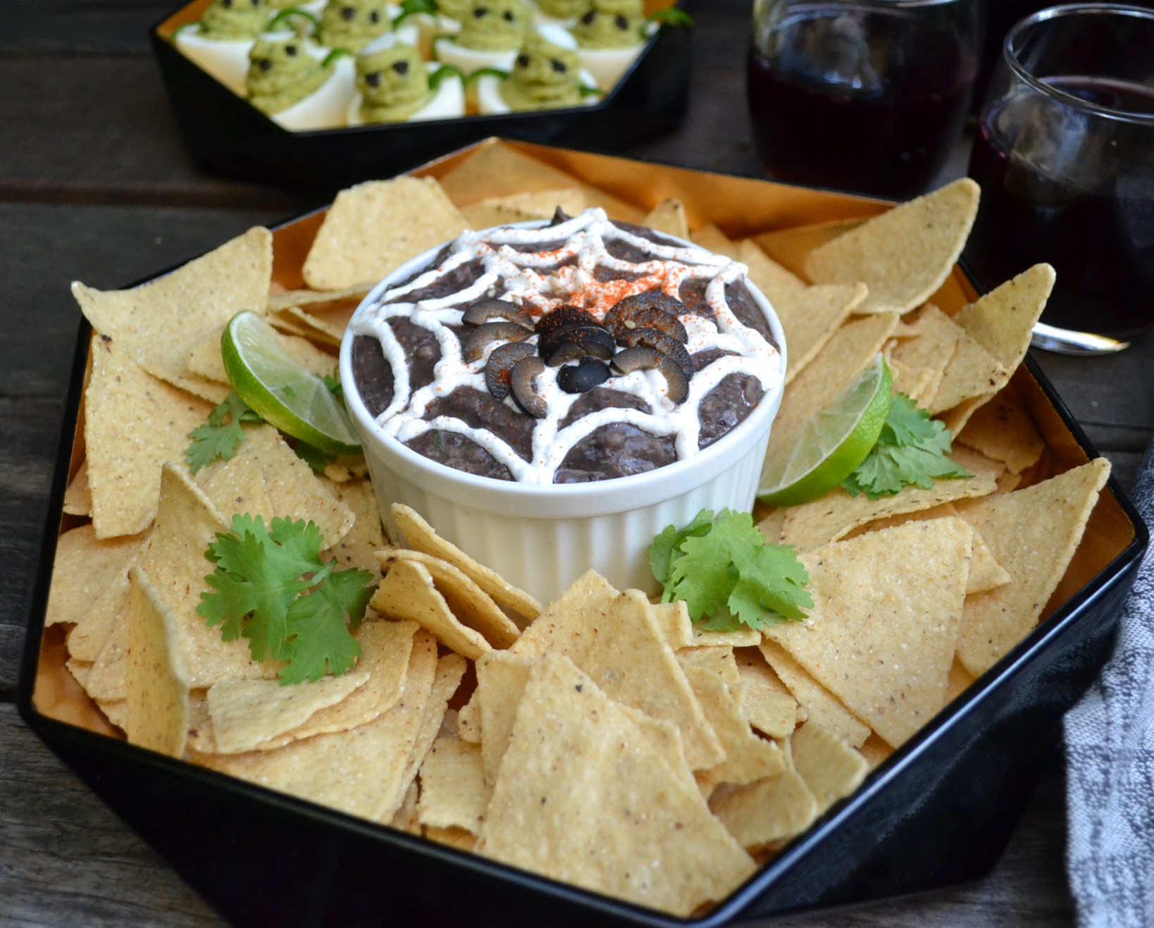 Spider Black Bean Dip 蜘蛛の巣のブラックビーンディップ US Southern Kitchen