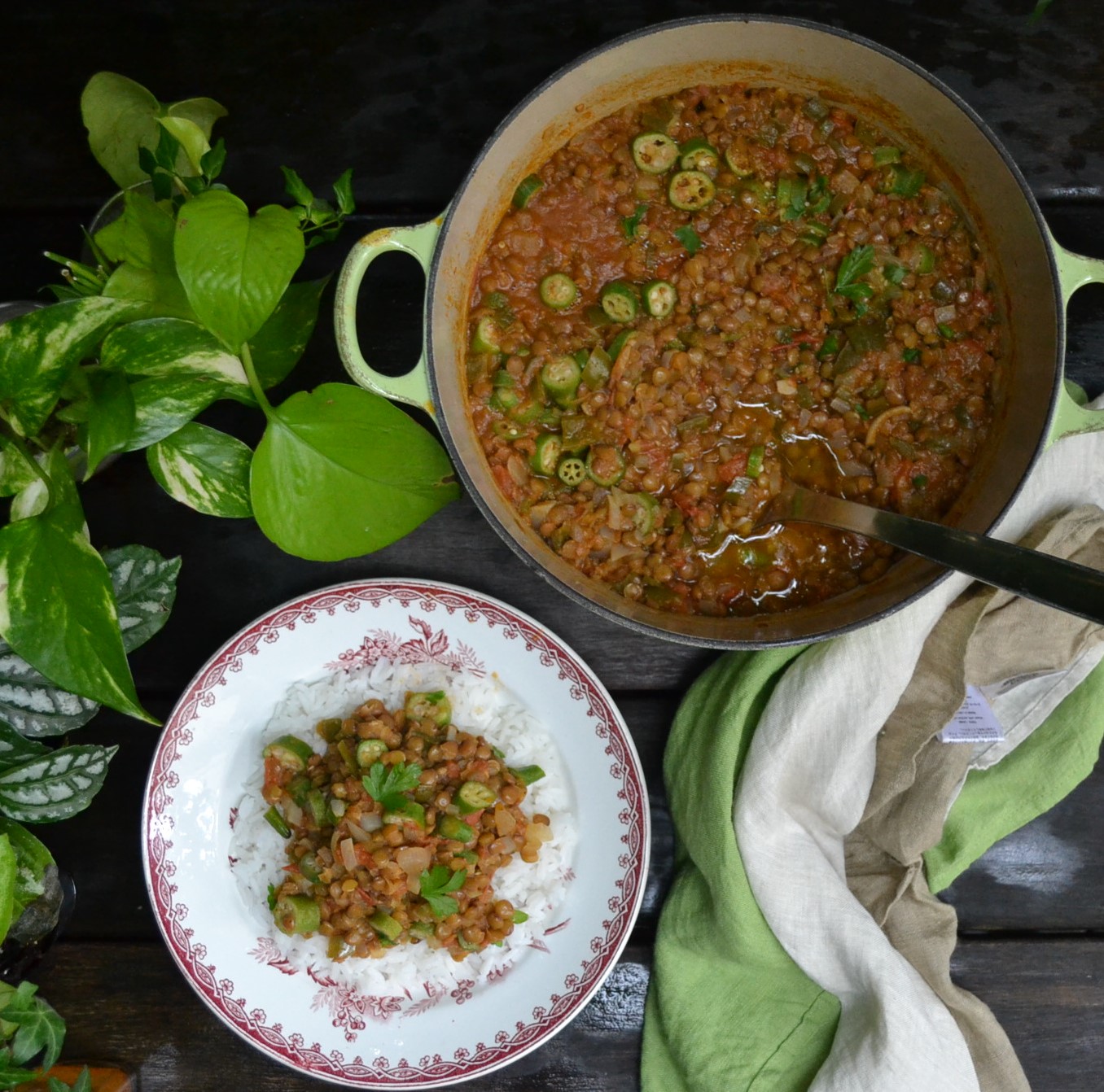 Okra and Lentil Stew オクラとレンズ豆のシチュー US Southern Kitchen