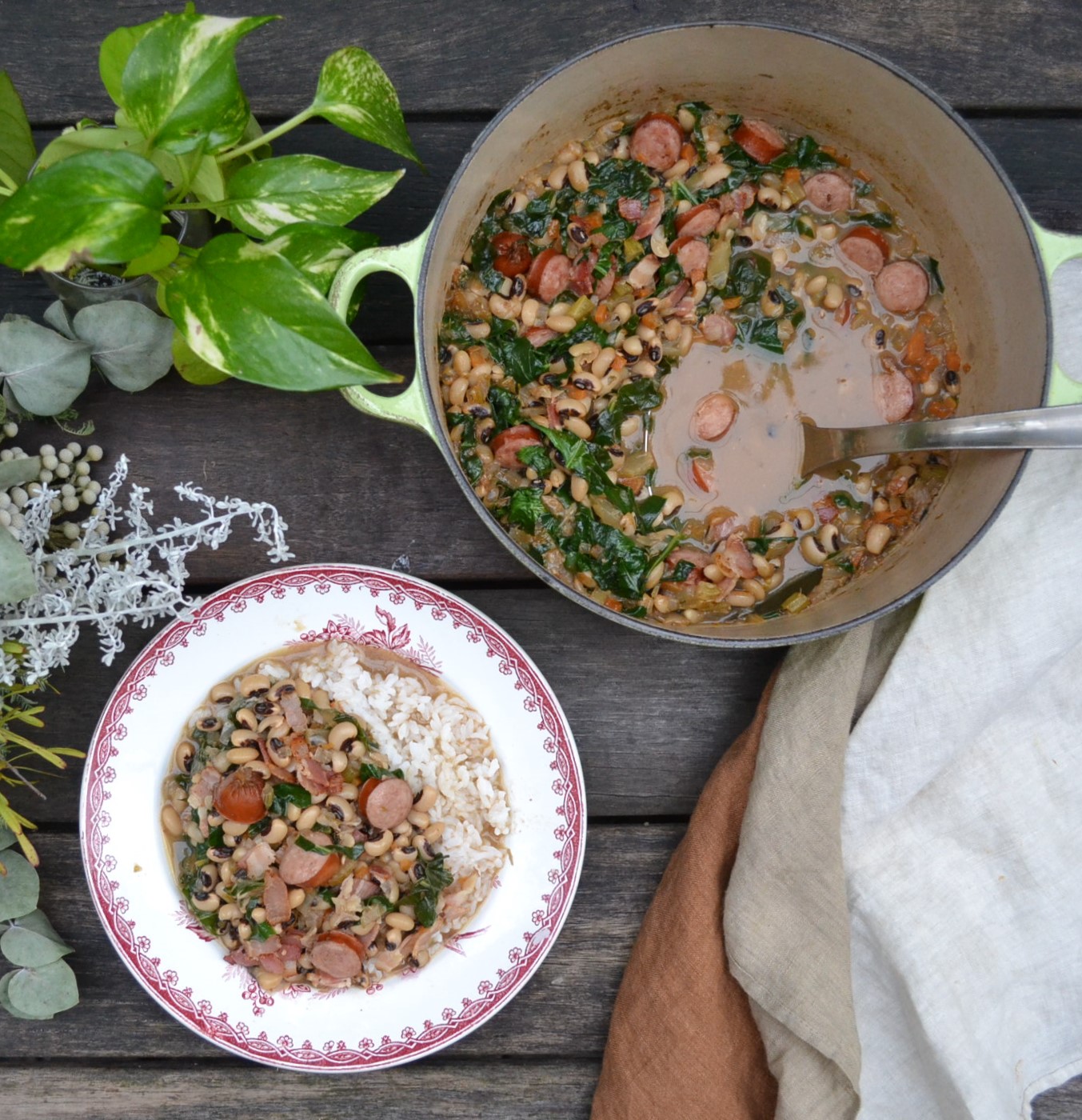 BlackEyed Peas and Sausage Soup ブラックアイドピーとソーセージのスープ US Southern Kitchen