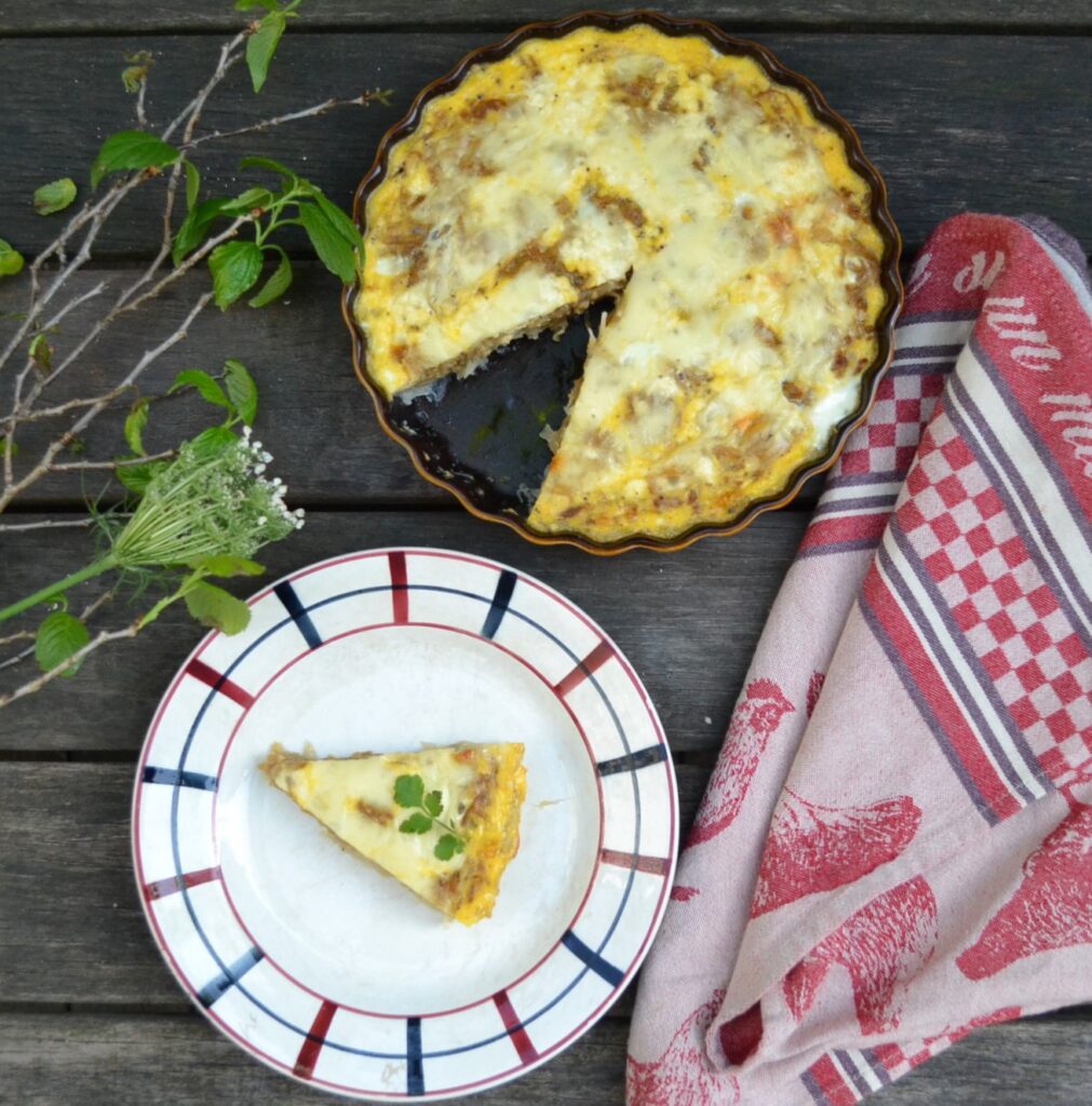 Onion Quiche with Hash Brown Crust ハッシュブラウンクラストの