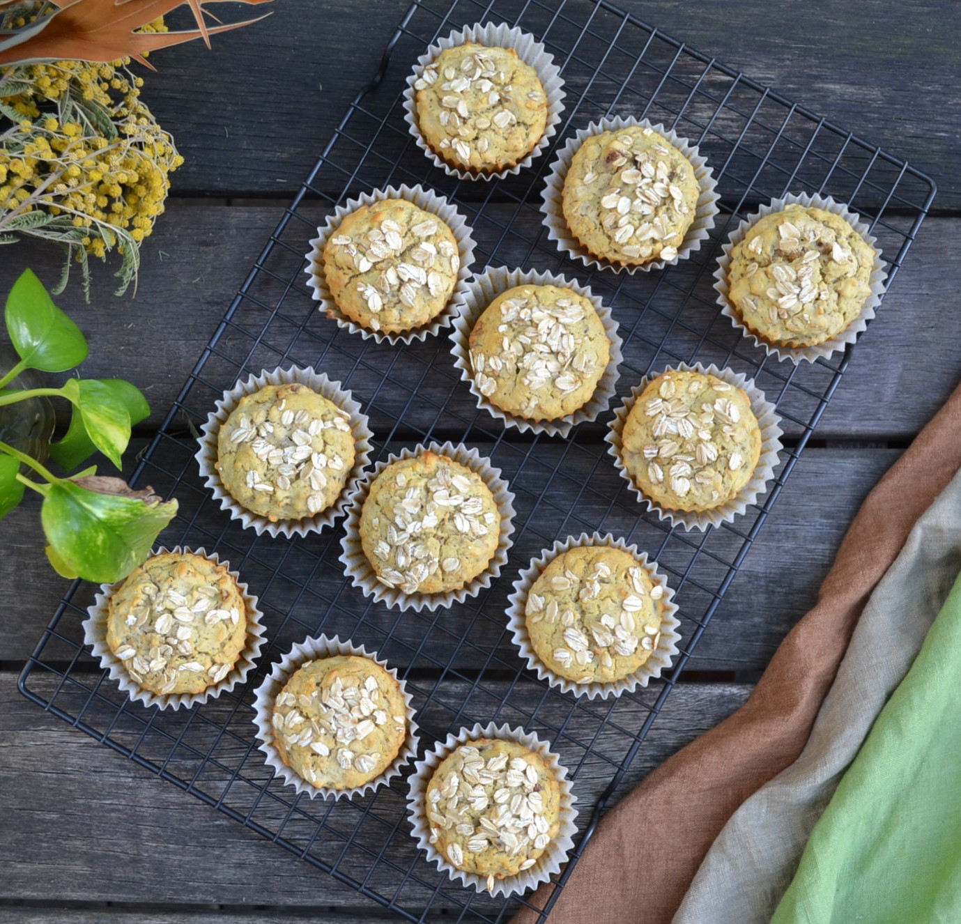 Banana Muffins with Rice Flour and Oatmeal 米粉とオートミールのバナナマフィン US